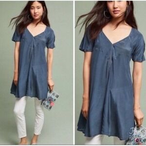 Anthropologie Akemi +Kin Tunic Top Blue  Size‎ M